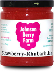 Strawberry-Rhubarb Jam, Johnson Berry Farm - 10.5 oz